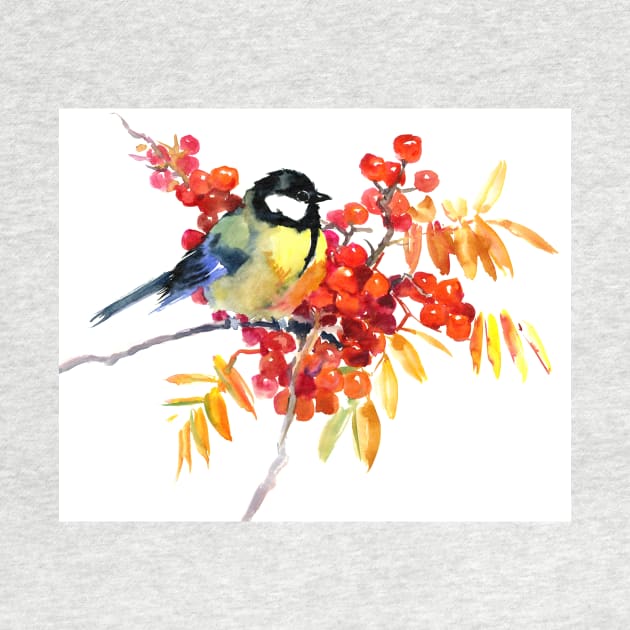 Great Tit Bird and Berries by surenart